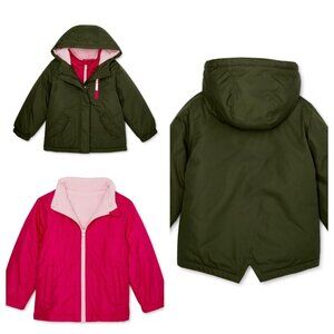 NWT Wonder Nation Toddler Girls 4-in-1 Pink Winter Jacket – Zip Coat, Size 2T